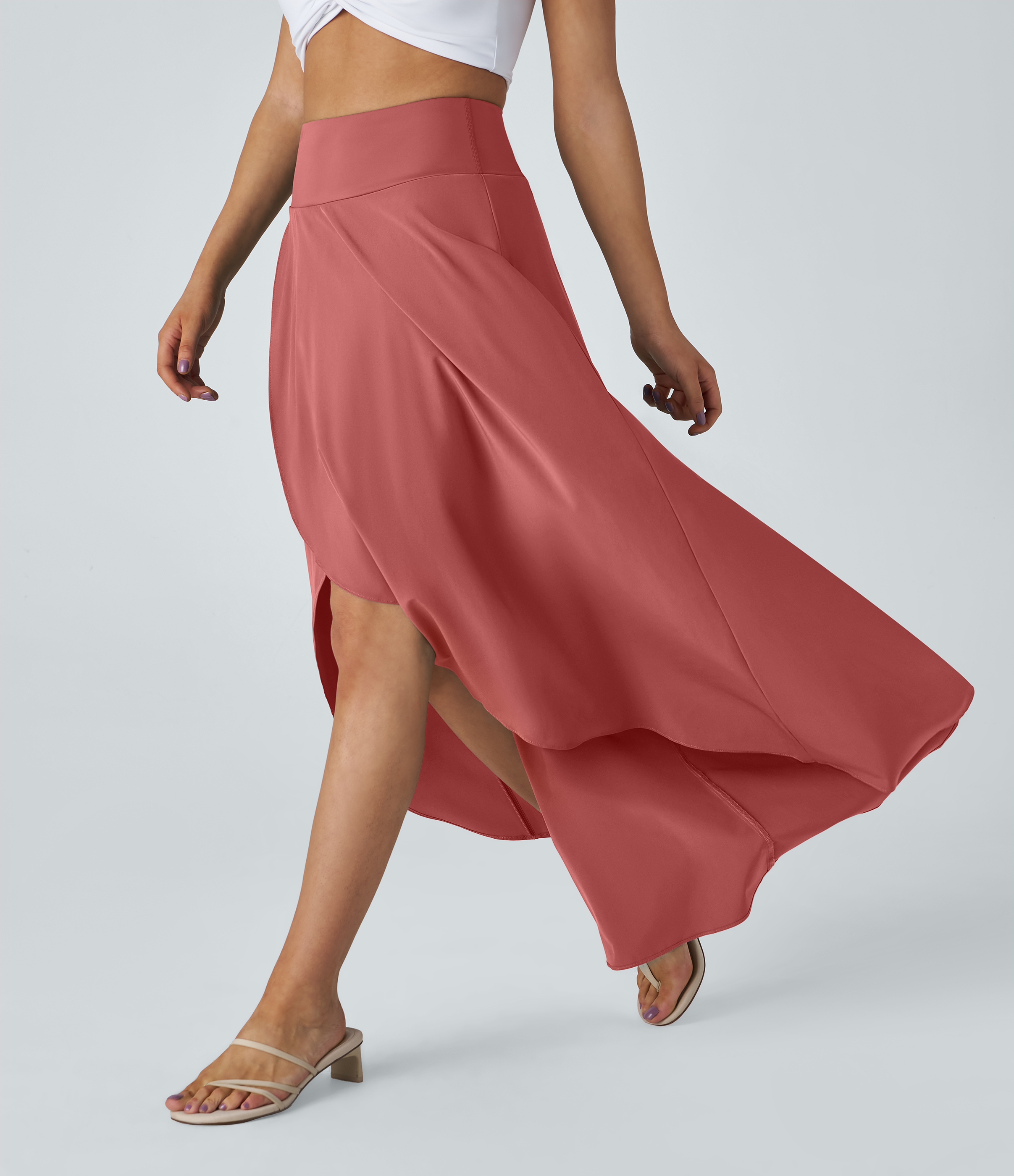 Breezeful™ High Waisted High Low Ruffle 2-in-1 Flowy Quick Dry Casual 