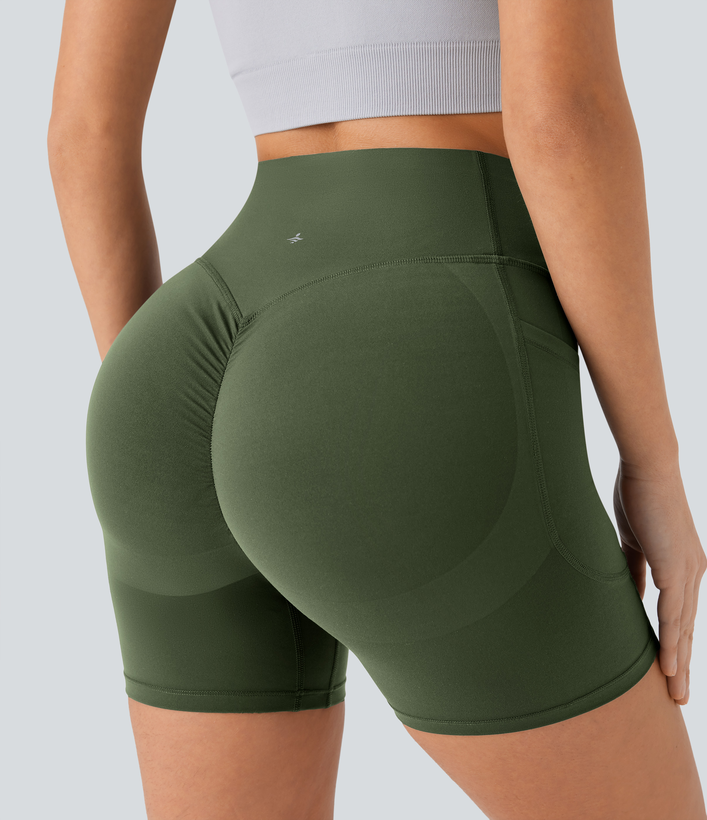 SoCinched High Waisted Scrunch Butt Lifting Tummy Control Side Pocket Shaping Workout Biker Shorts 5''