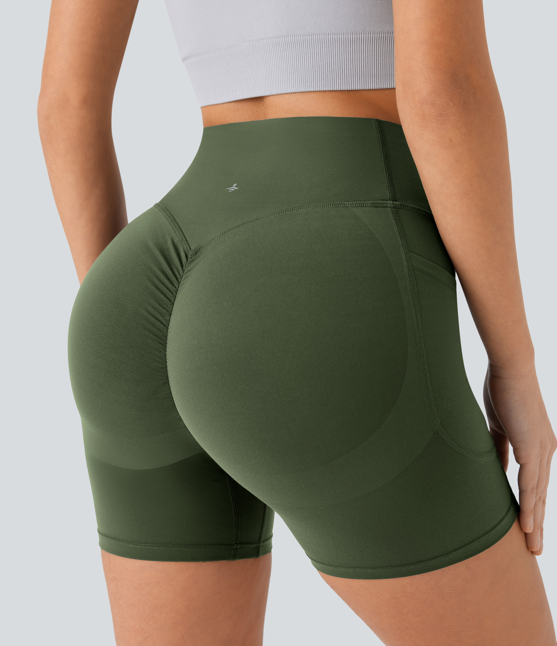 SoCinched High Waisted Scrunch Butt Lifting Tummy Control Side Pocket Shaping Workout Biker Shorts 5''