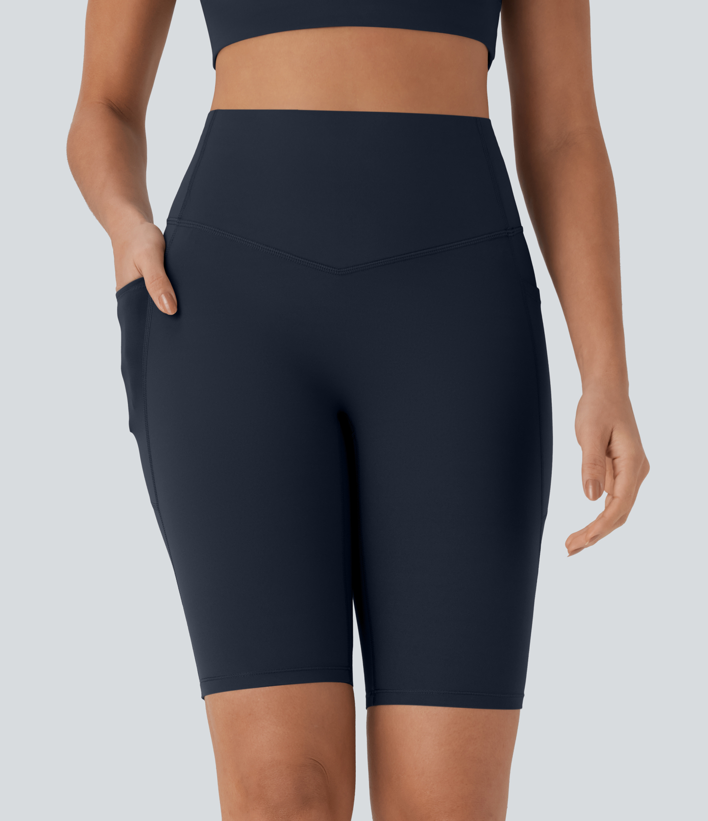 SoCinched High Waisted Tummy Control Pocket Shaping Training Biker Shorts 9''