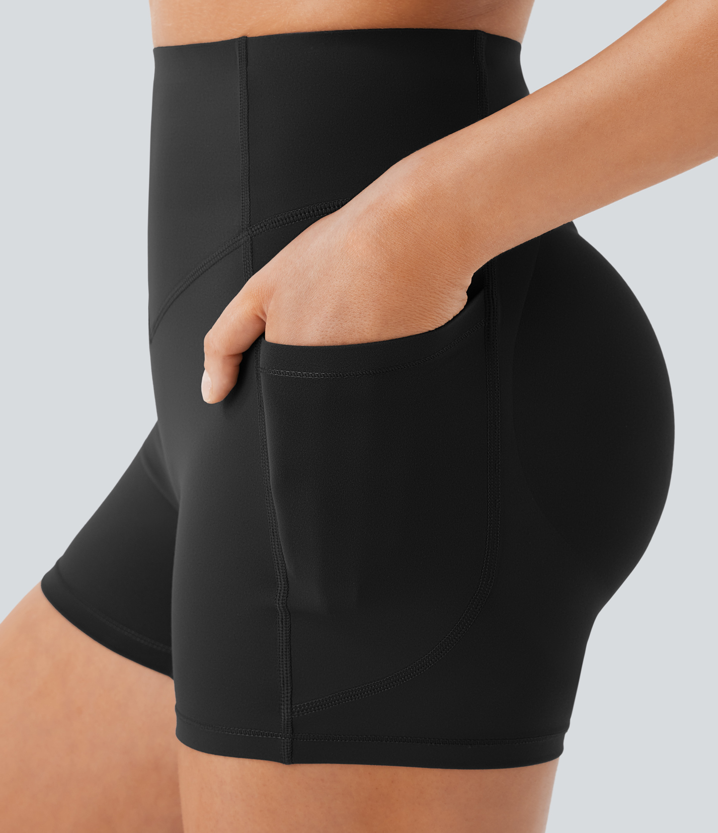 SoCinched High Waisted Scrunch Butt Lifting Tummy Control Pocket Shaping Workout Biker Shorts 3''