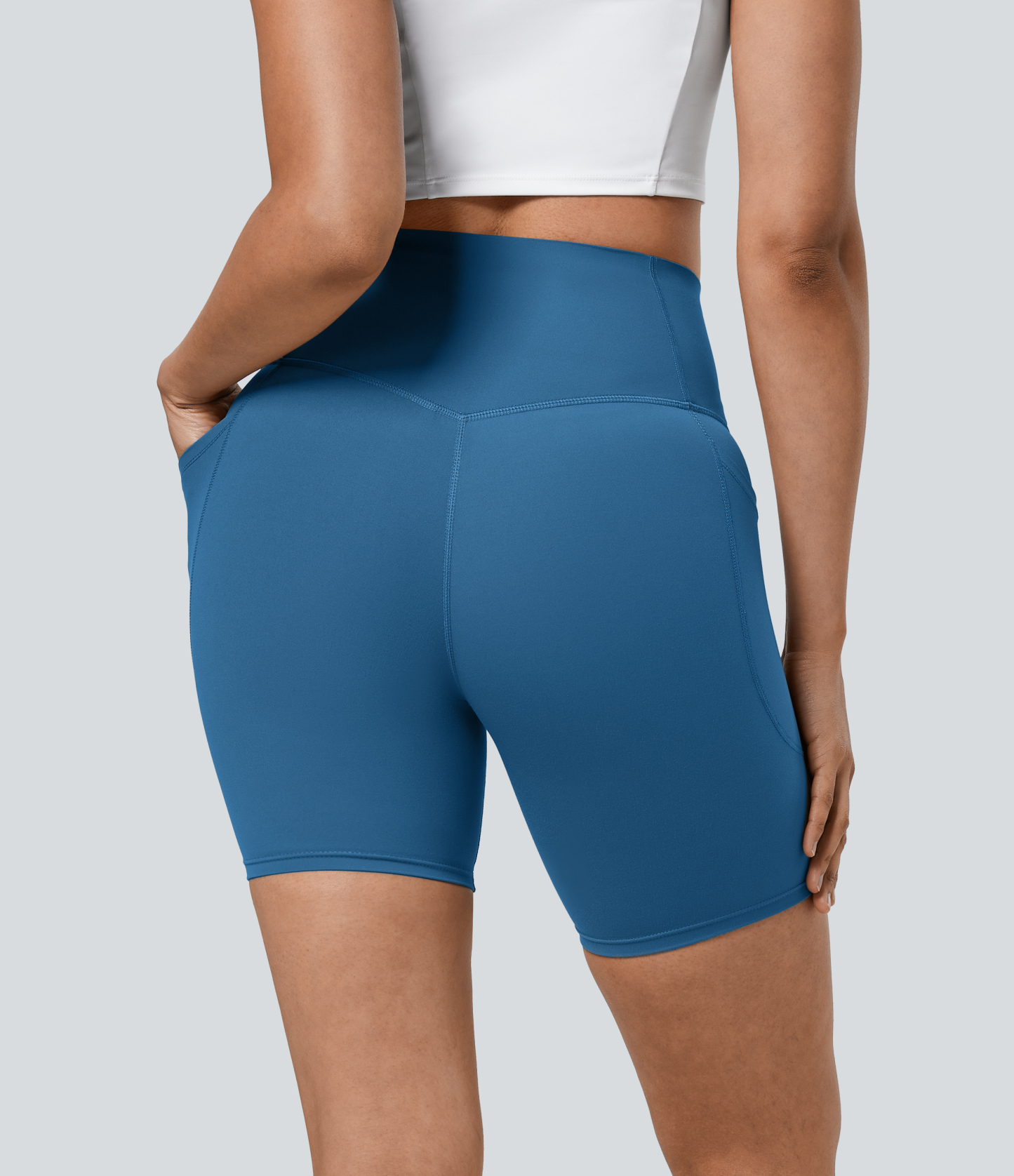 SoCinched High Waisted Tummy Control Pocket Shaping Training Biker Shorts 7''