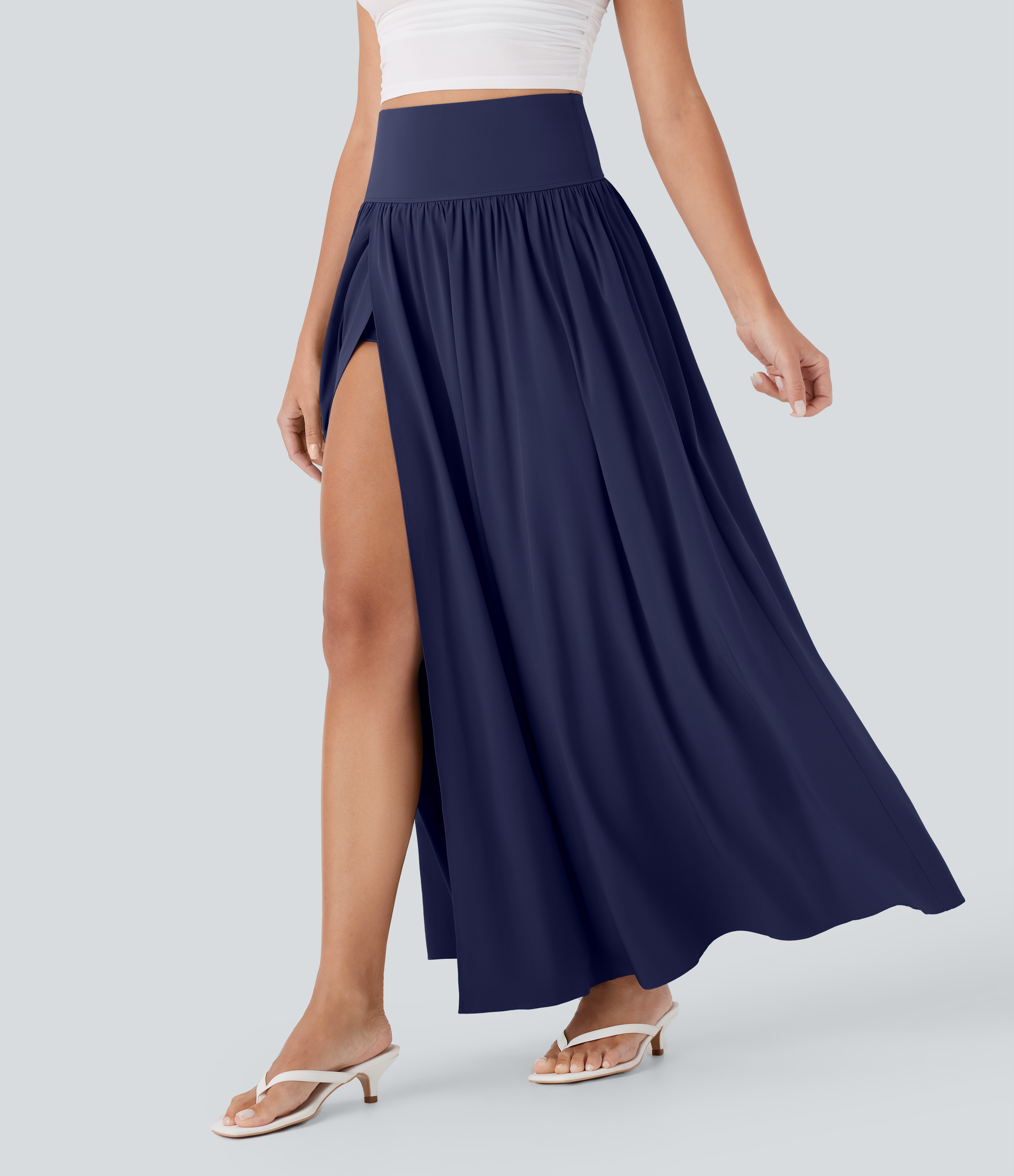 SoCinched High Waisted Tummy Control 2-in-1 Flowy Quick Dry Maxi Skirt