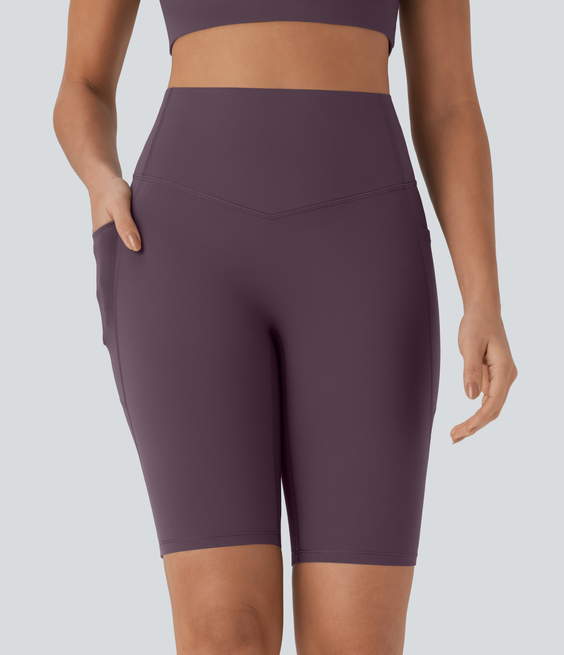 SoCinched High Waisted Tummy Control Pocket Shaping Training Biker Shorts 9''