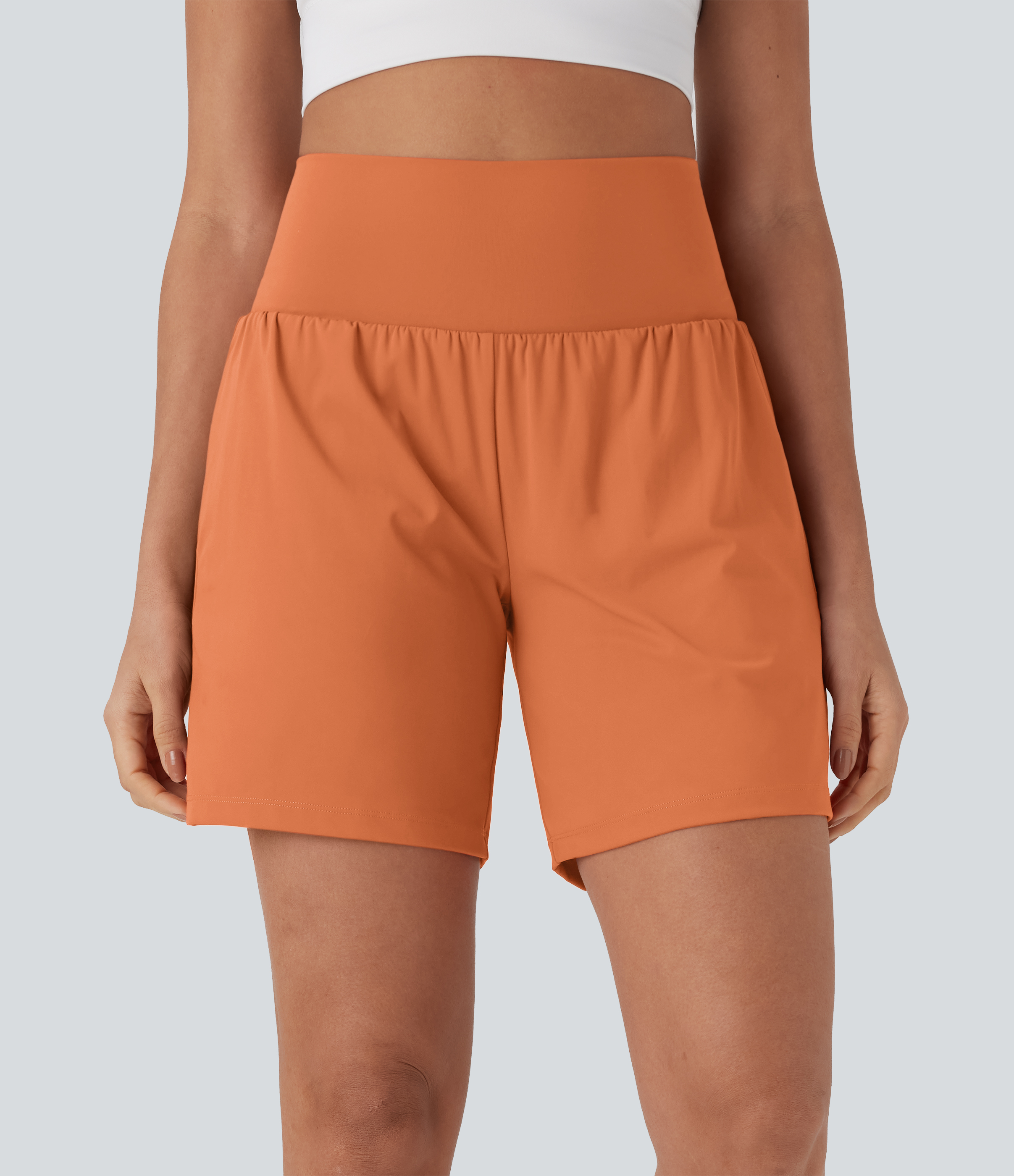 Airy Super High Waisted 2-in-1 Cool Touch Yoga Shorts 7" with Pockets