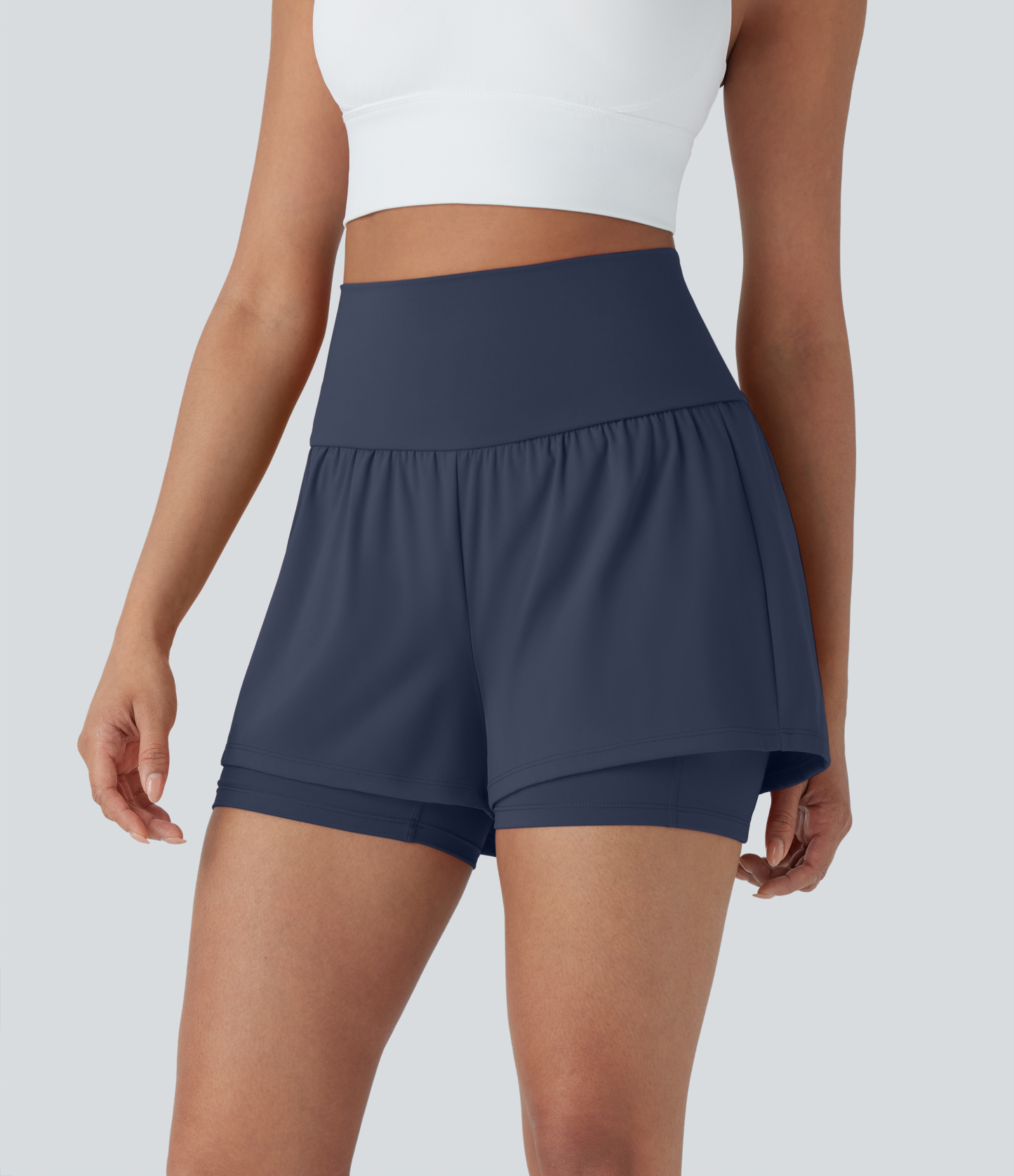 Airy Super High Waisted 2-in-1 Cool Touch Yoga Shorts 5'' with Pockets