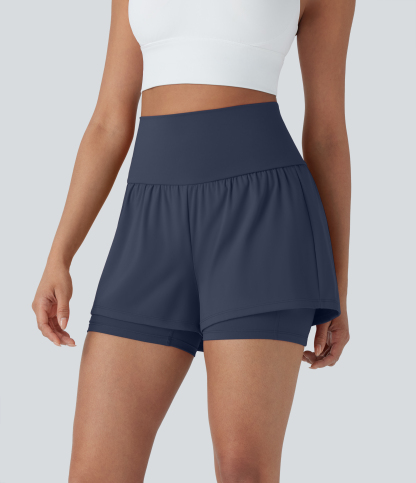 Airy Super High Waisted 2-in-1 Cool Touch Yoga Shorts 5'' with Pockets