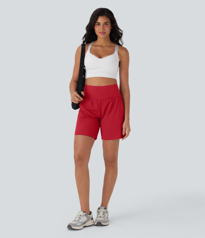 Airy Super High Waisted 2-in-1 Cool Touch Yoga Shorts 7" with Pockets