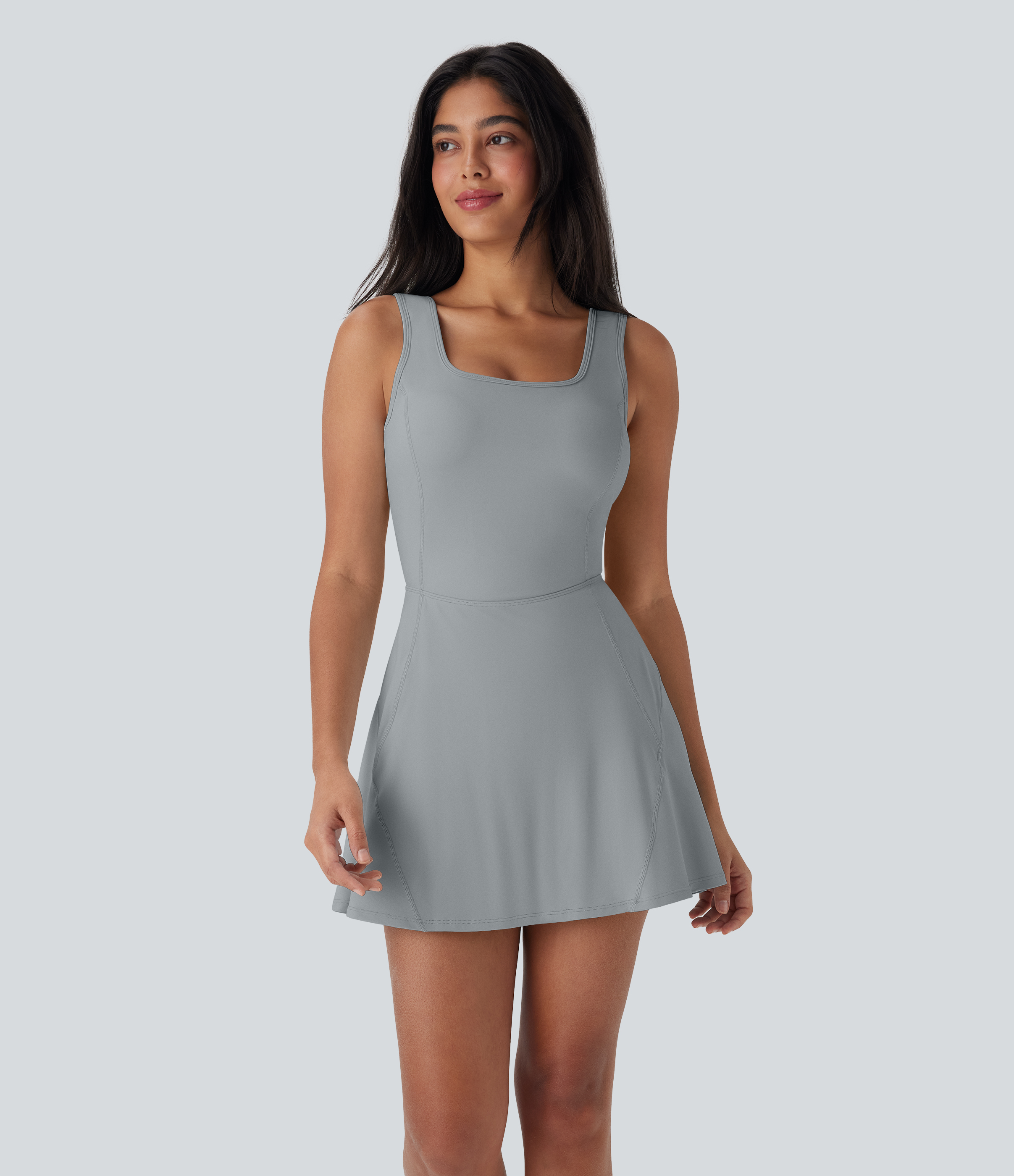 Airy U Neck 2-in-1 Pocket Mini Cool Touch Dance Active Dress-Easy Peezy