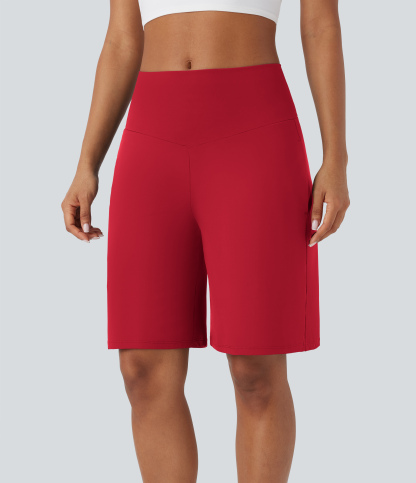 Airy High Waisted Pockets Cool Touch Yoga Bermuda Shorts
