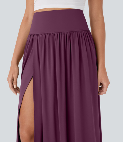 SoCinched High Waisted Tummy Control 2-in-1 Flowy Quick Dry Maxi Skirt