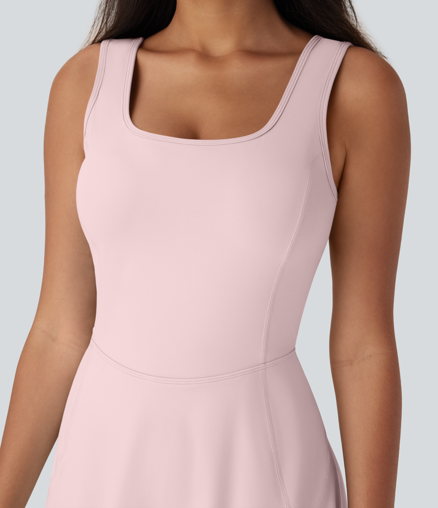Airy U Neck 2-in-1 Pocket Mini Cool Touch Dance Active Dress-Easy Peezy