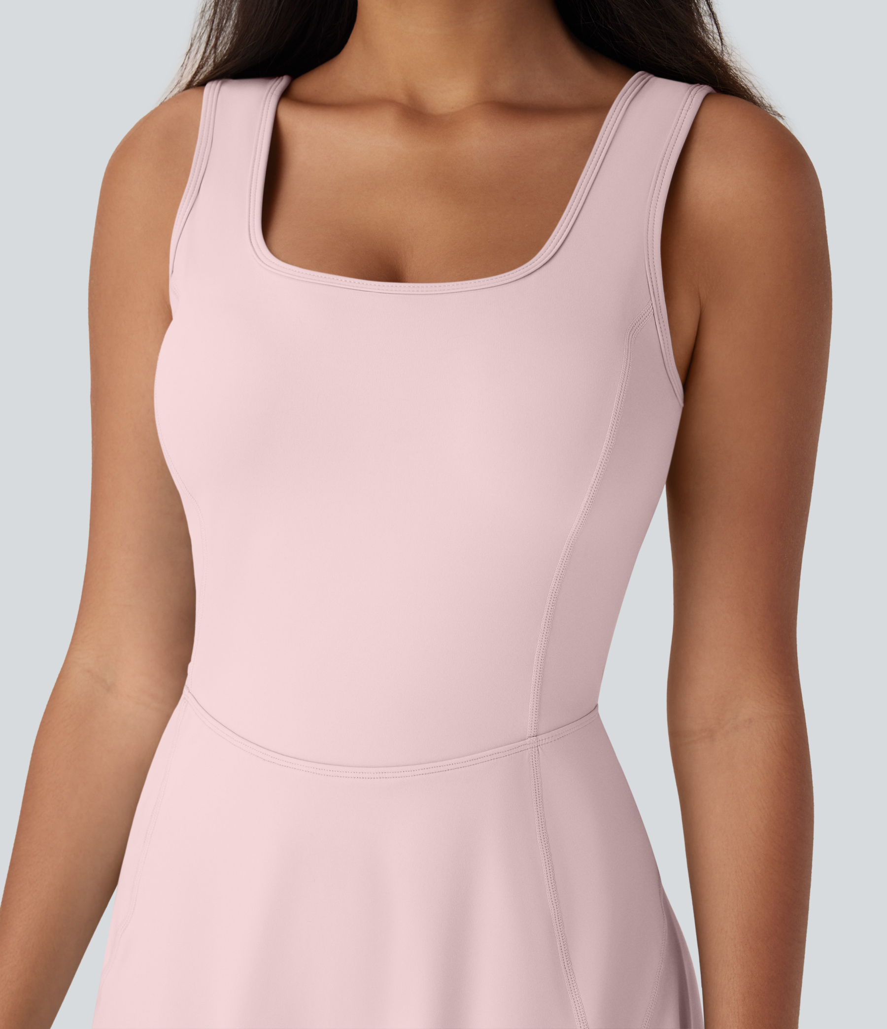 Airy U Neck 2-in-1 Pocket Mini Cool Touch Dance Active Dress-Easy Peezy