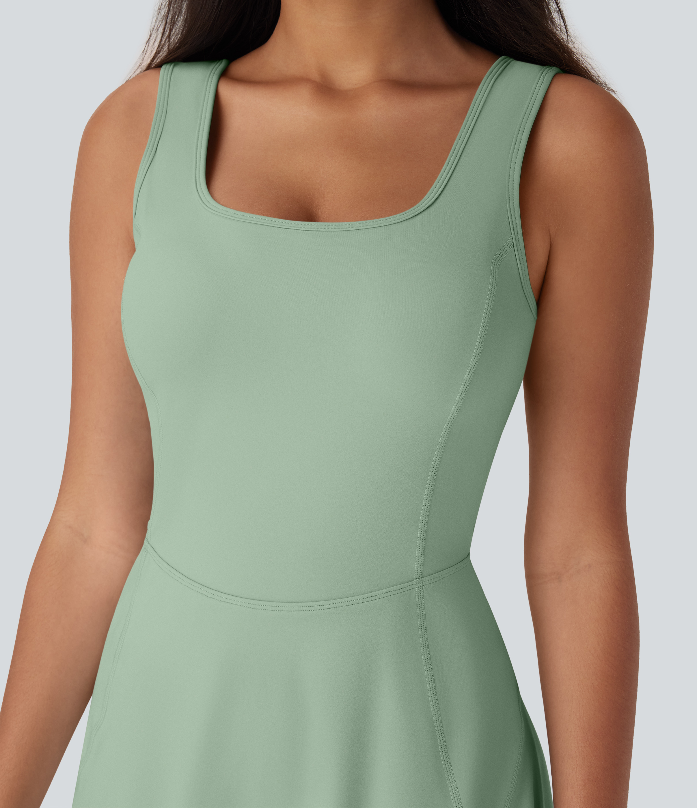 Airy U Neck 2-in-1 Pocket Mini Cool Touch Dance Active Dress-Easy Peezy