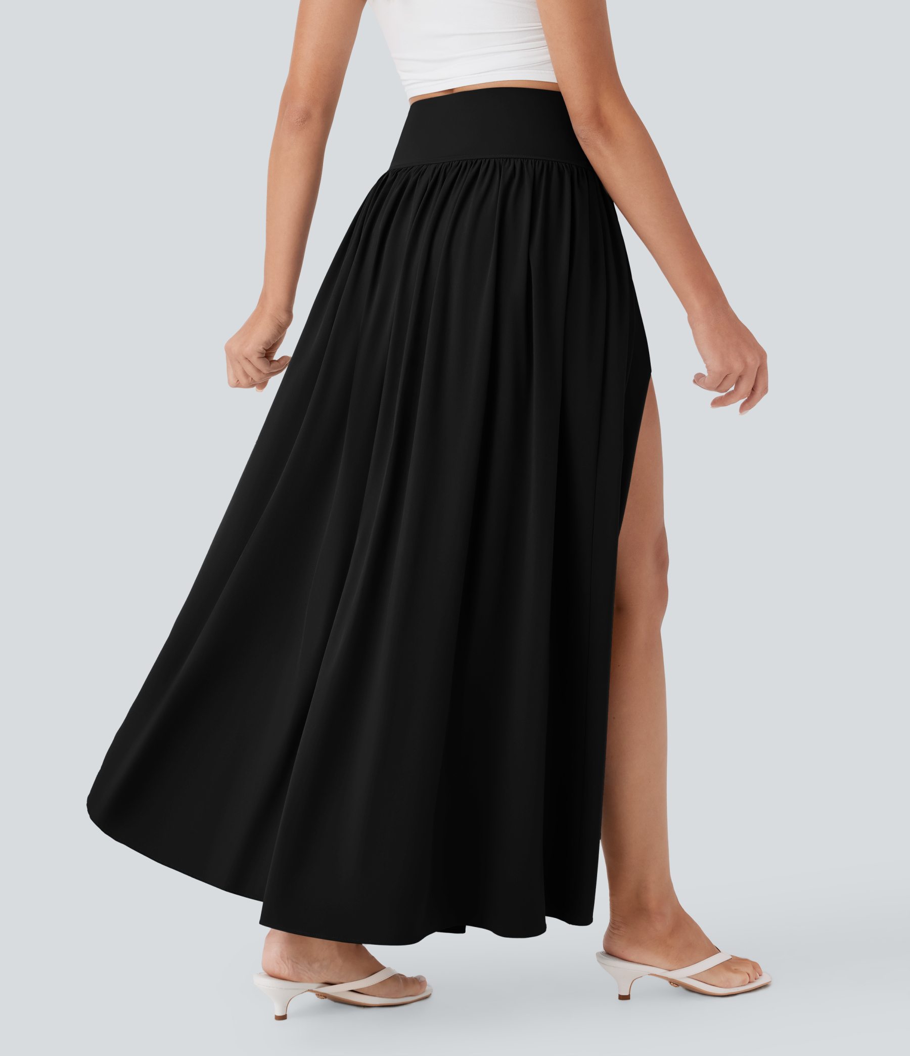 SoCinched High Waisted Tummy Control 2-in-1 Flowy Quick Dry Maxi Skirt