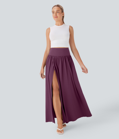 SoCinched High Waisted Tummy Control 2-in-1 Flowy Quick Dry Maxi Skirt