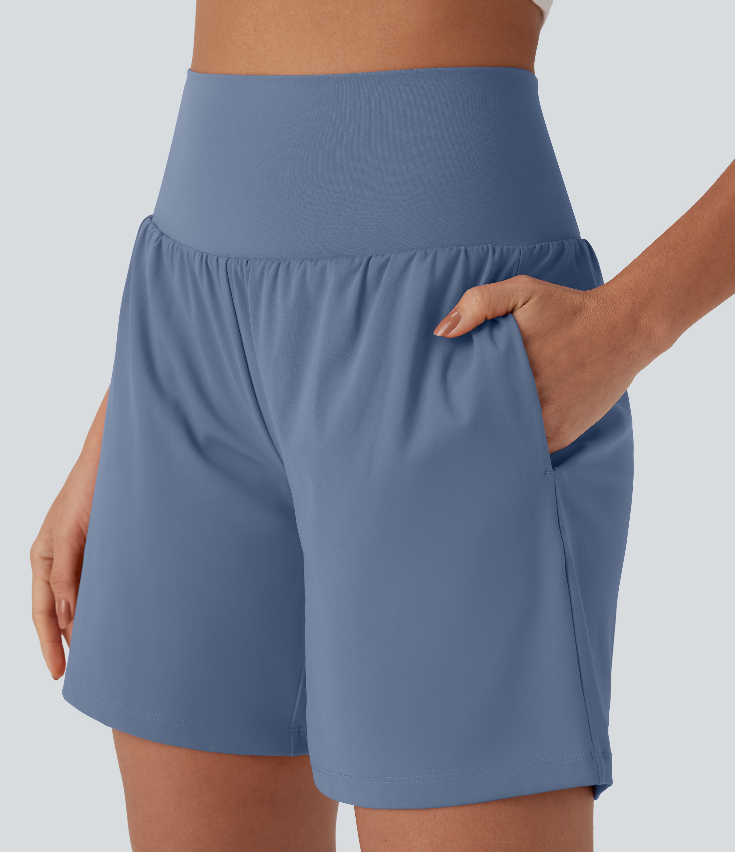 Airy Super High Waisted 2-in-1 Cool Touch Yoga Shorts 7" with Pockets
