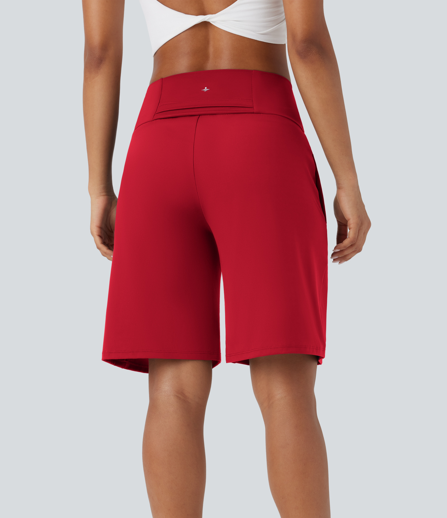 Airy High Waisted Pockets Cool Touch Yoga Bermuda Shorts