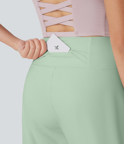 Airy High Waisted Pockets Cool Touch Yoga Bermuda Shorts