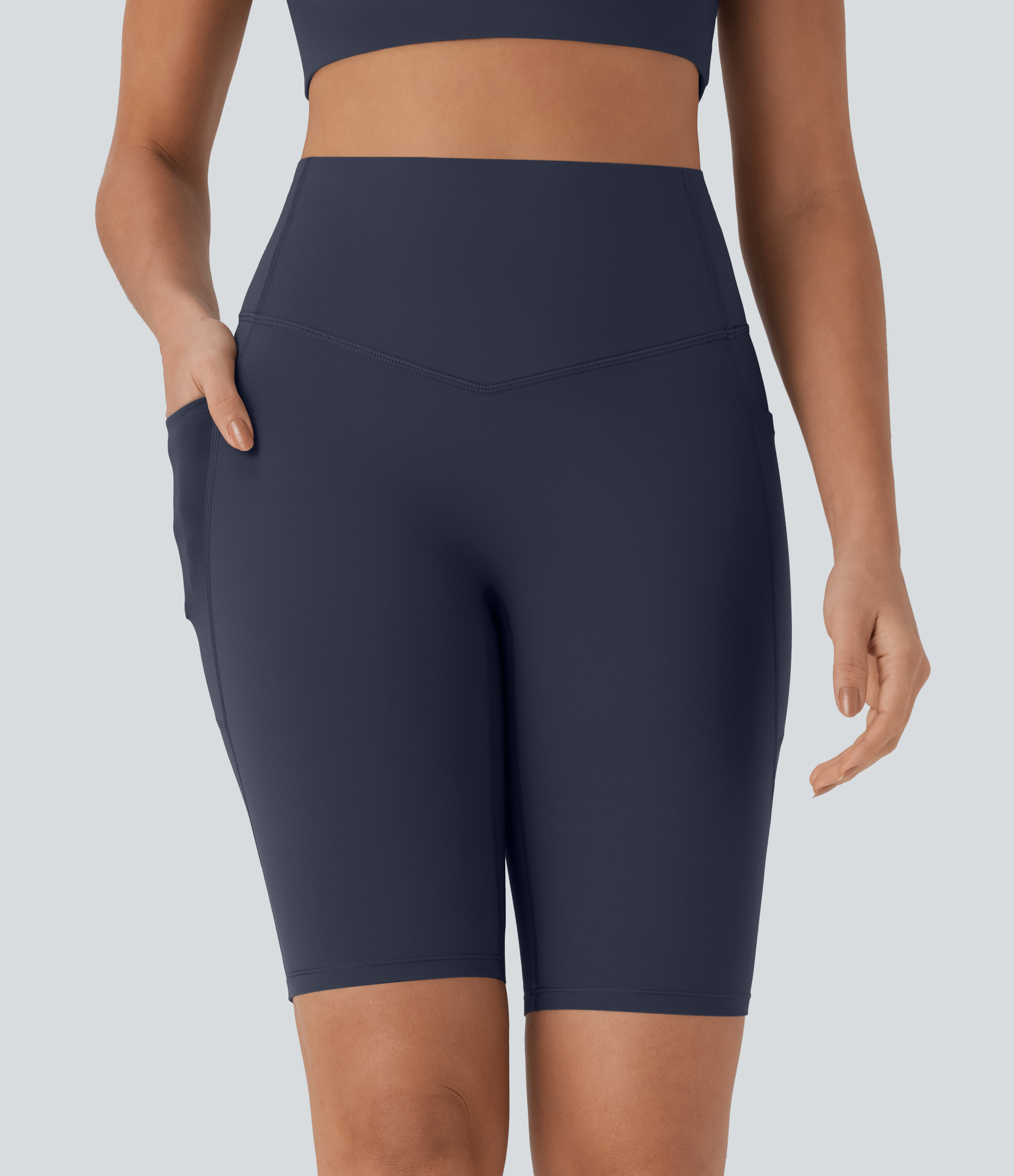 SoCinched High Waisted Tummy Control Pocket Shaping Training Biker Shorts 9''