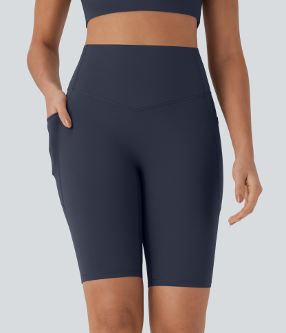 SoCinched High Waisted Tummy Control Pocket Shaping Training Biker Shorts 9''