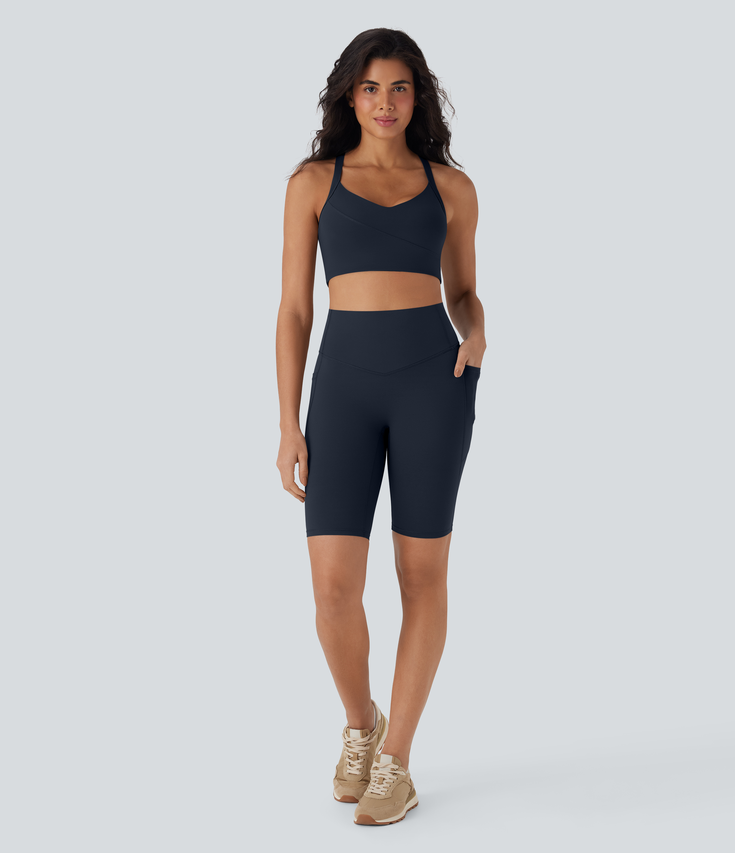 SoCinched High Waisted Tummy Control Pocket Shaping Training Biker Shorts 9''