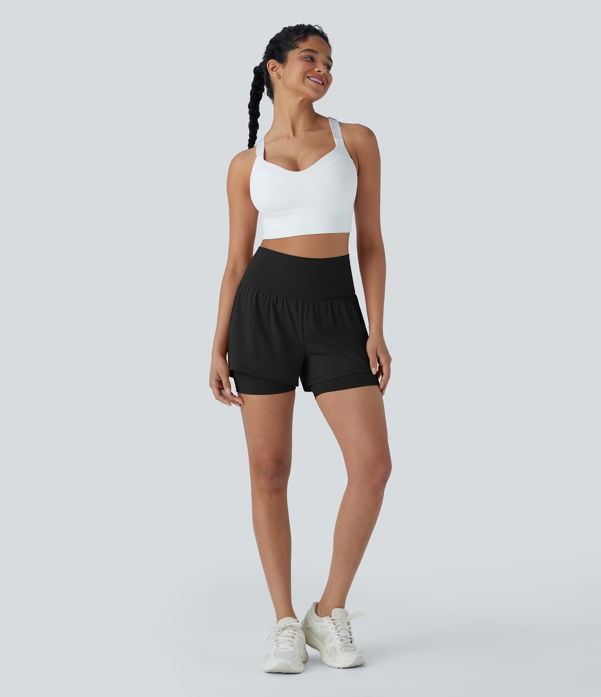 Airy Super High Waisted 2-in-1 Cool Touch Yoga Shorts 5'' with Pockets