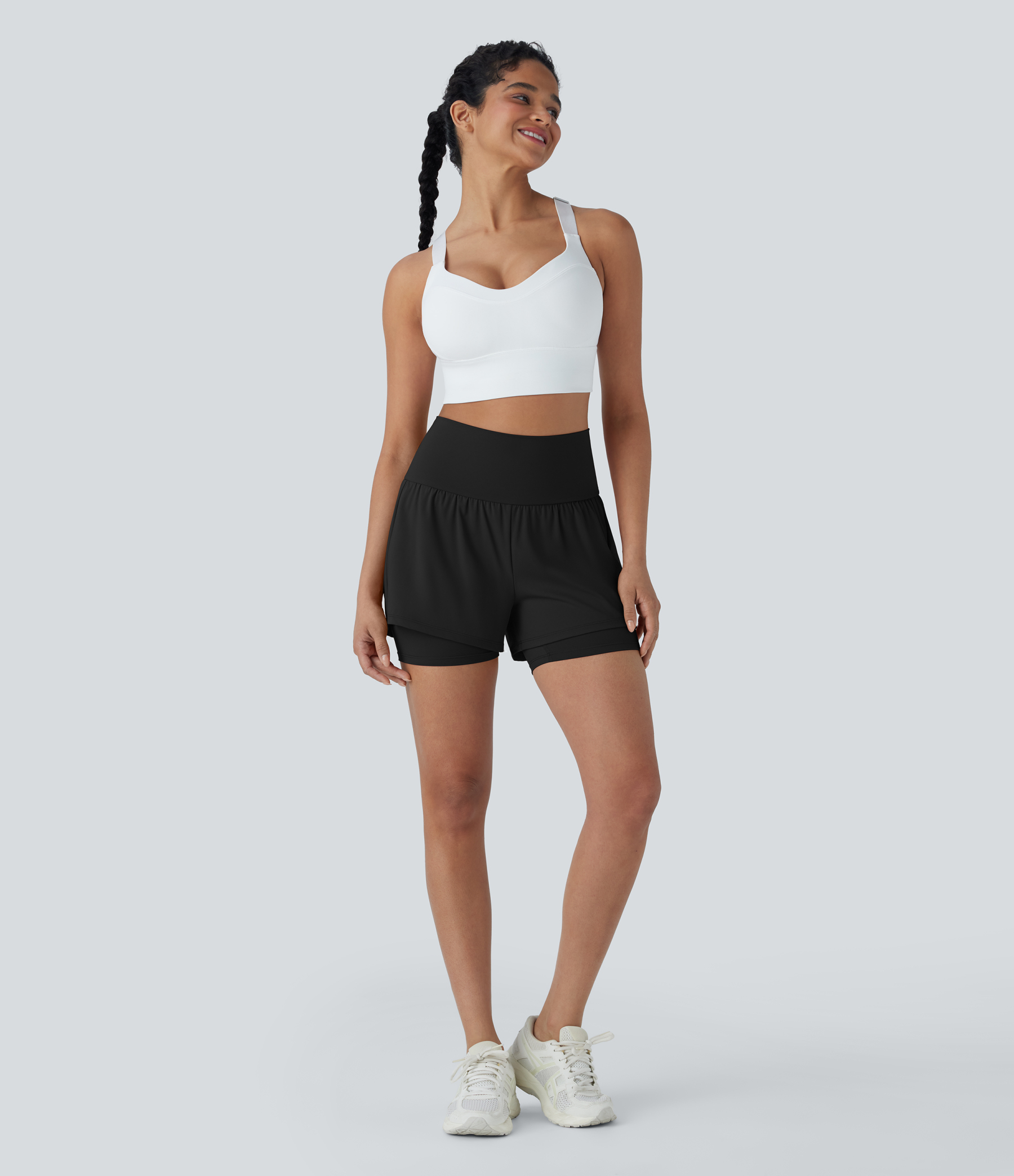 Airy Super High Waisted 2-in-1 Cool Touch Yoga Shorts 5'' with Pockets