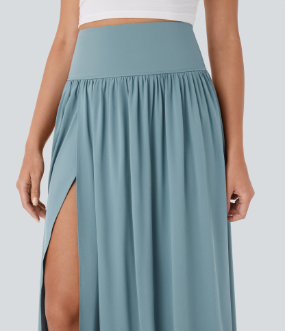 SoCinched High Waisted Tummy Control 2-in-1 Flowy Quick Dry Maxi Skirt