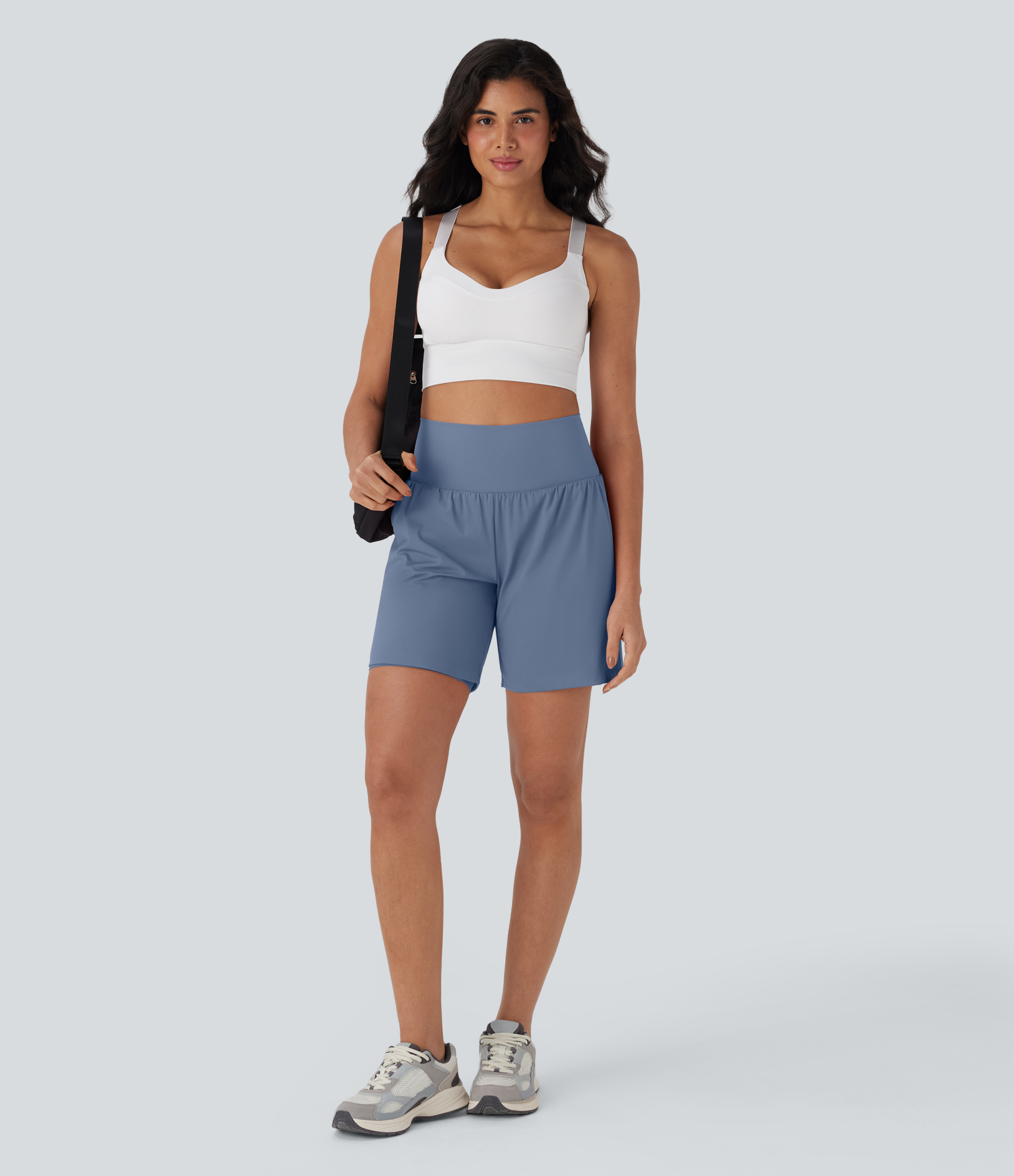 Airy Super High Waisted 2-in-1 Cool Touch Yoga Shorts 7" with Pockets