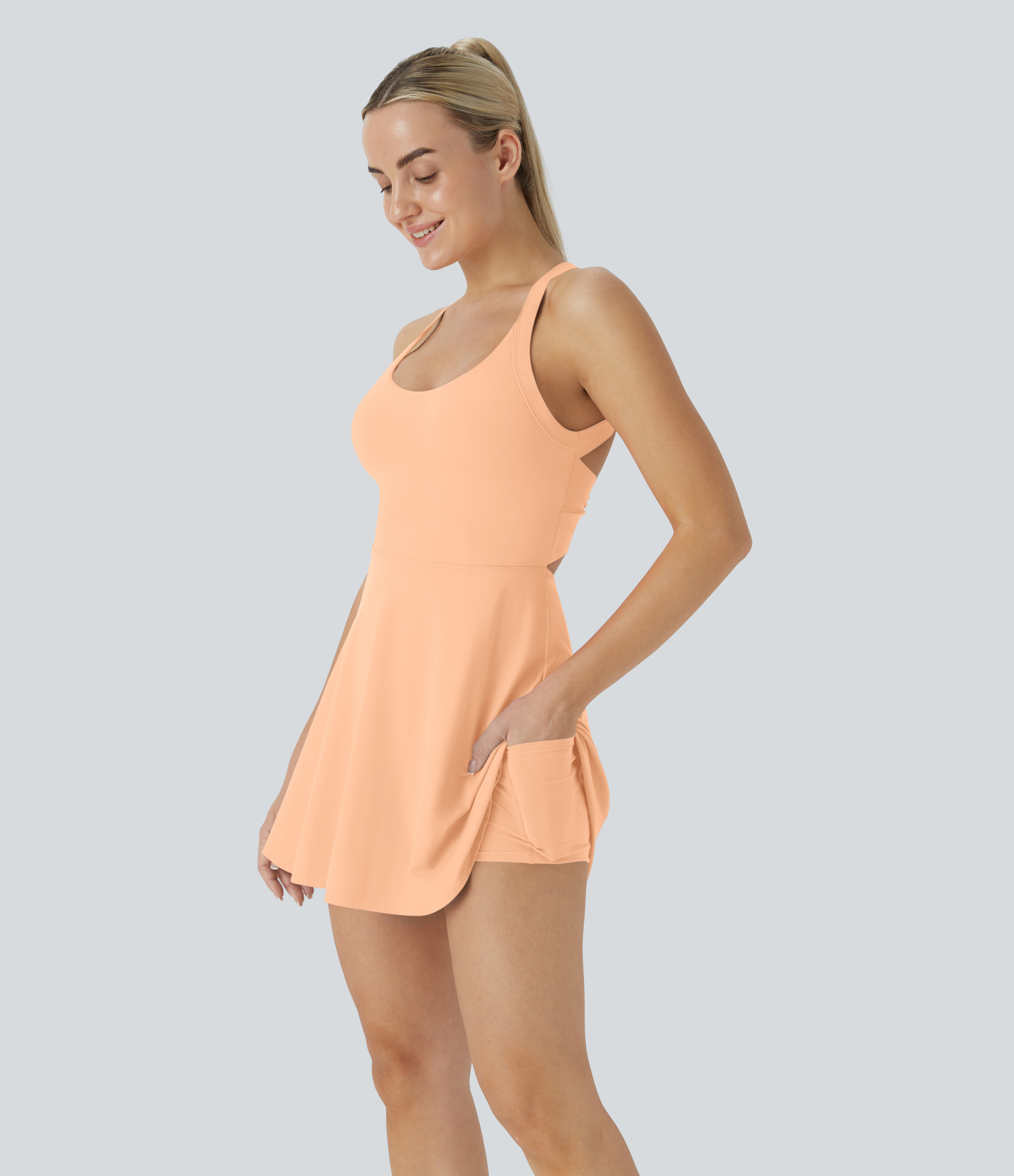 Airy Backless Twisted Cool Touch Dance Active Dress-Easy Peezy Edition
