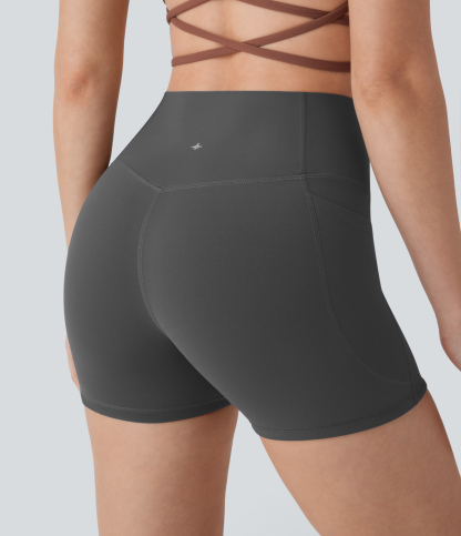 SoCinched High Waisted Tummy Control Pocket Shaping Training Biker Shorts 3''