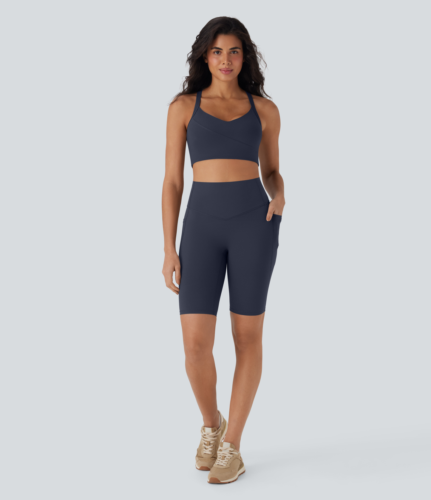 SoCinched High Waisted Tummy Control Pocket Shaping Training Biker Shorts 9''