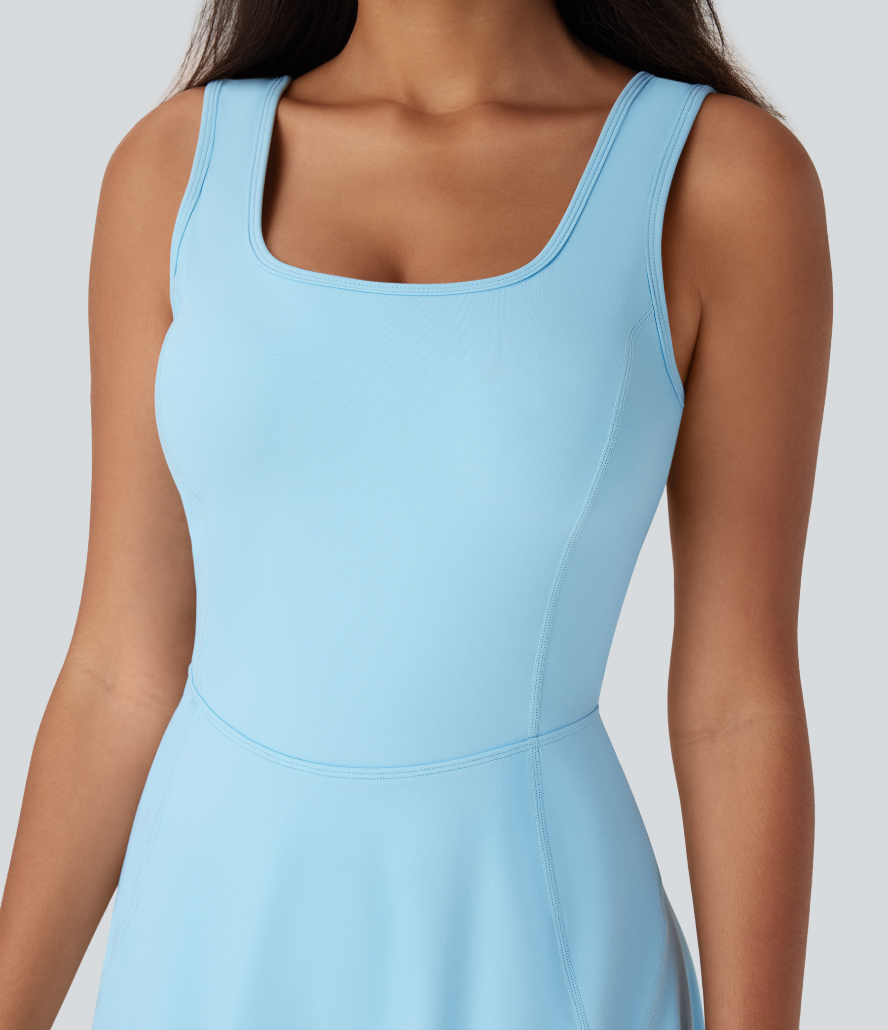 Airy U Neck 2-in-1 Pocket Mini Cool Touch Dance Active Dress-Easy Peezy