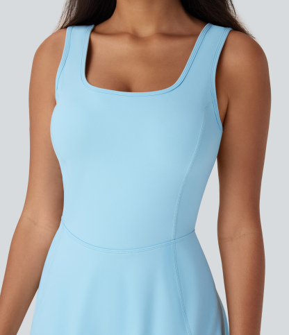 Airy U Neck 2-in-1 Pocket Mini Cool Touch Dance Active Dress-Easy Peezy