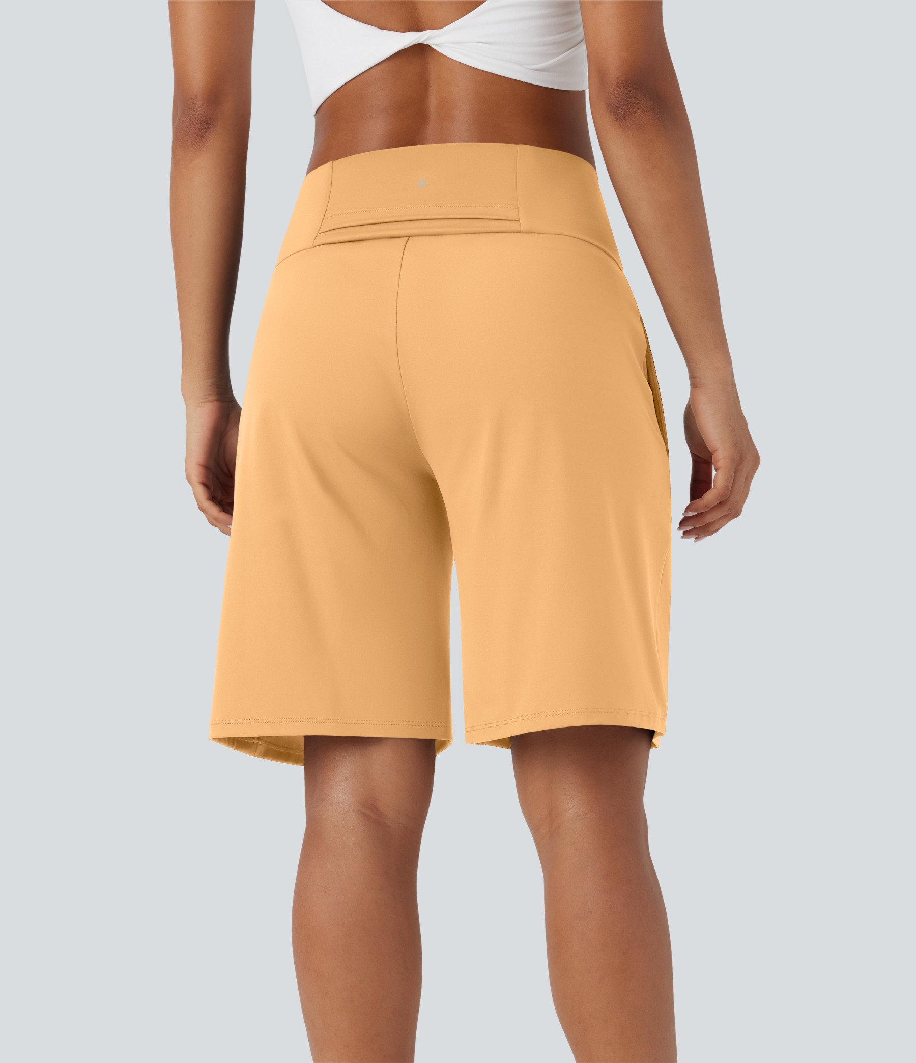 Airy High Waisted Pockets Cool Touch Yoga Bermuda Shorts