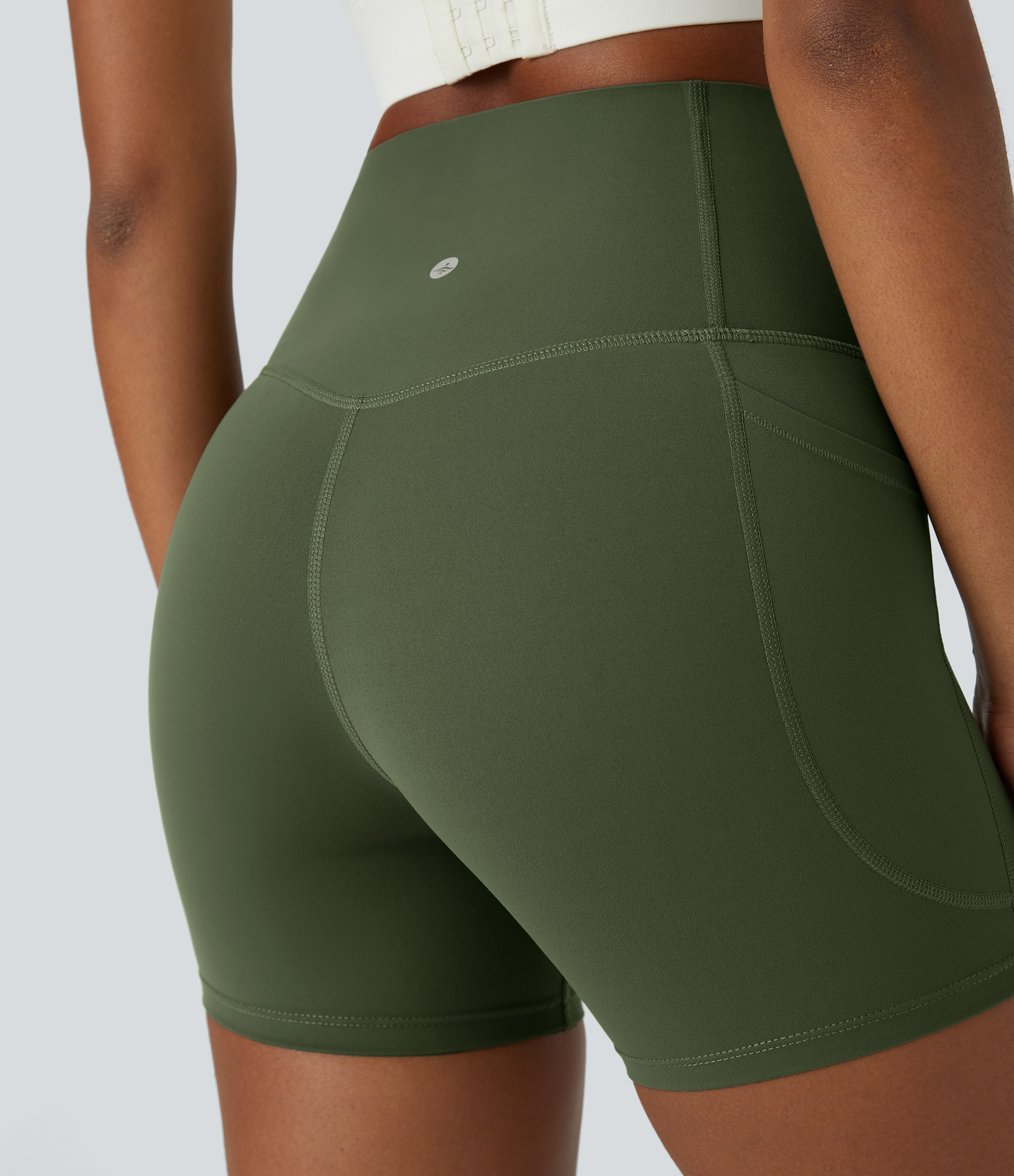 SoCinched High Waisted Tummy Control Side Pocket Shaping Training Biker Shorts 5''