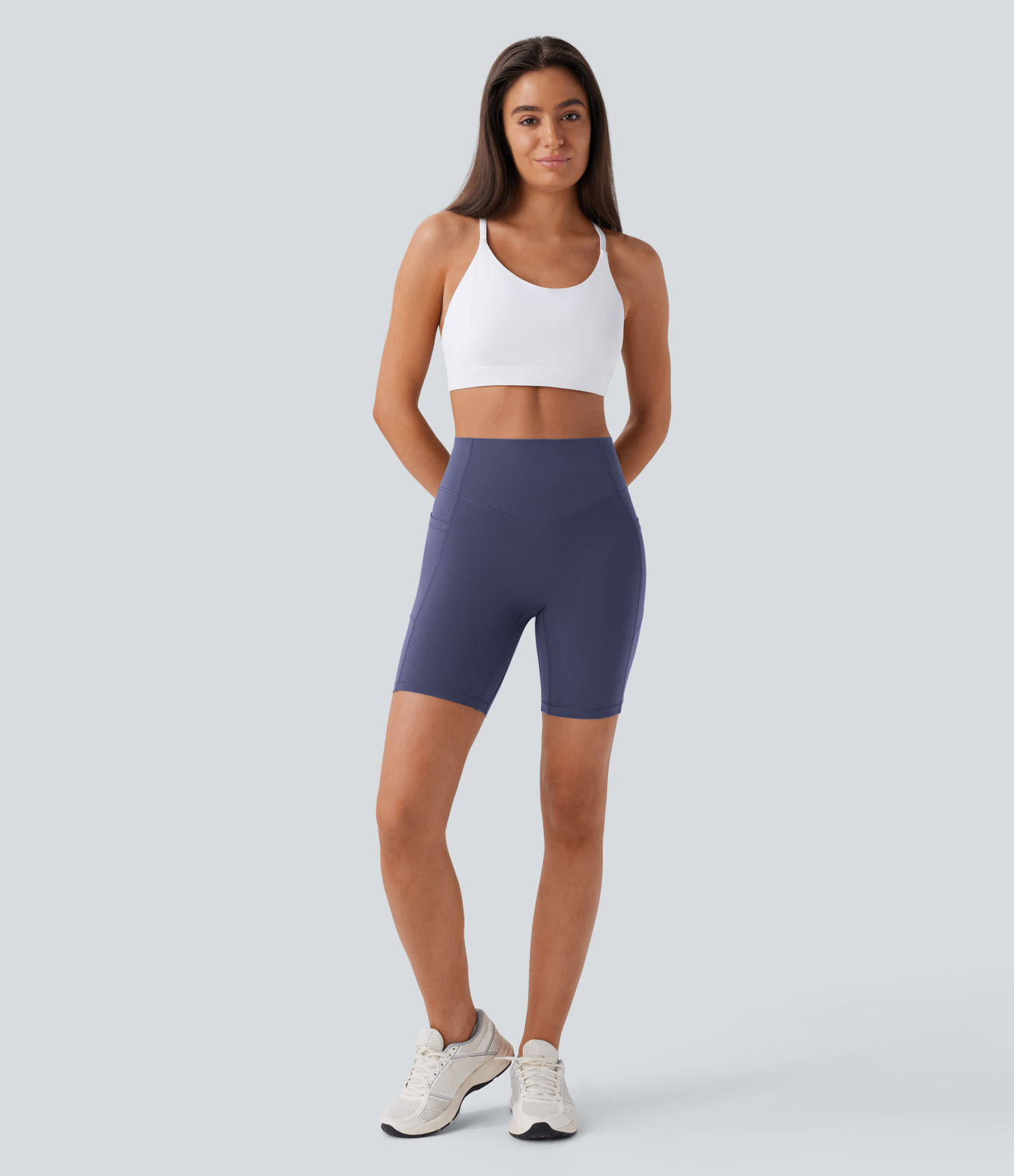 SoCinched High Waisted Scrunch Butt Lifting Tummy Control Side Pocket Shaping Workout Biker Shorts 7''