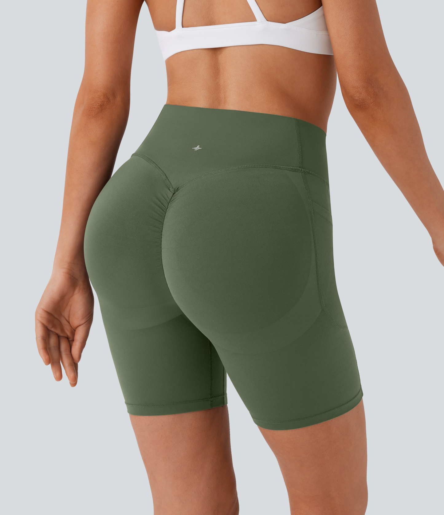SoCinched High Waisted Scrunch Butt Lifting Tummy Control Side Pocket Shaping Workout Biker Shorts 7''
