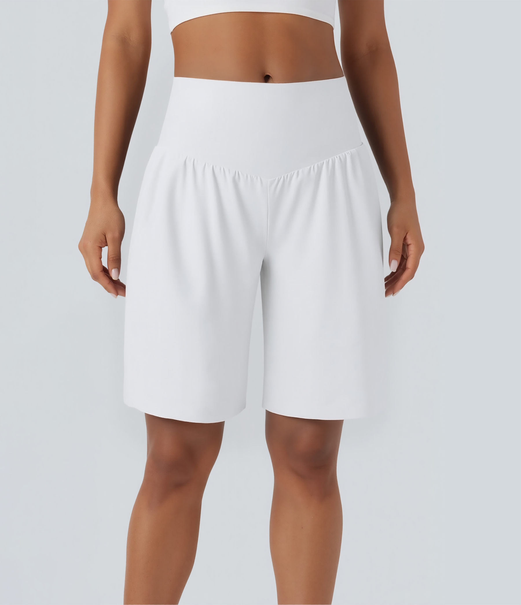 Airy High Waisted Pockets Cool Touch Yoga Bermuda Shorts