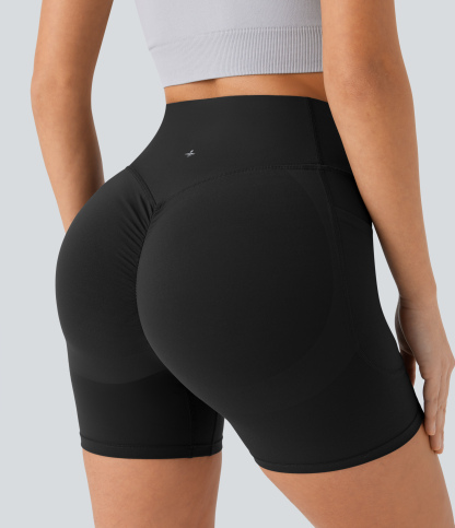 SoCinched High Waisted Scrunch Butt Lifting Tummy Control Side Pocket Shaping Workout Biker Shorts 5''