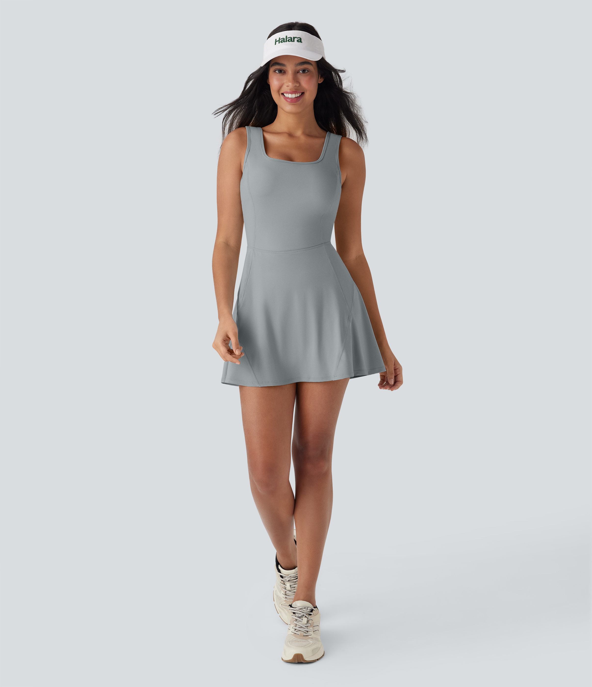 Airy U Neck 2-in-1 Pocket Mini Cool Touch Dance Active Dress-Easy Peezy