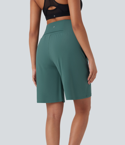 Airy High Waisted Pockets Cool Touch Yoga Bermuda Shorts