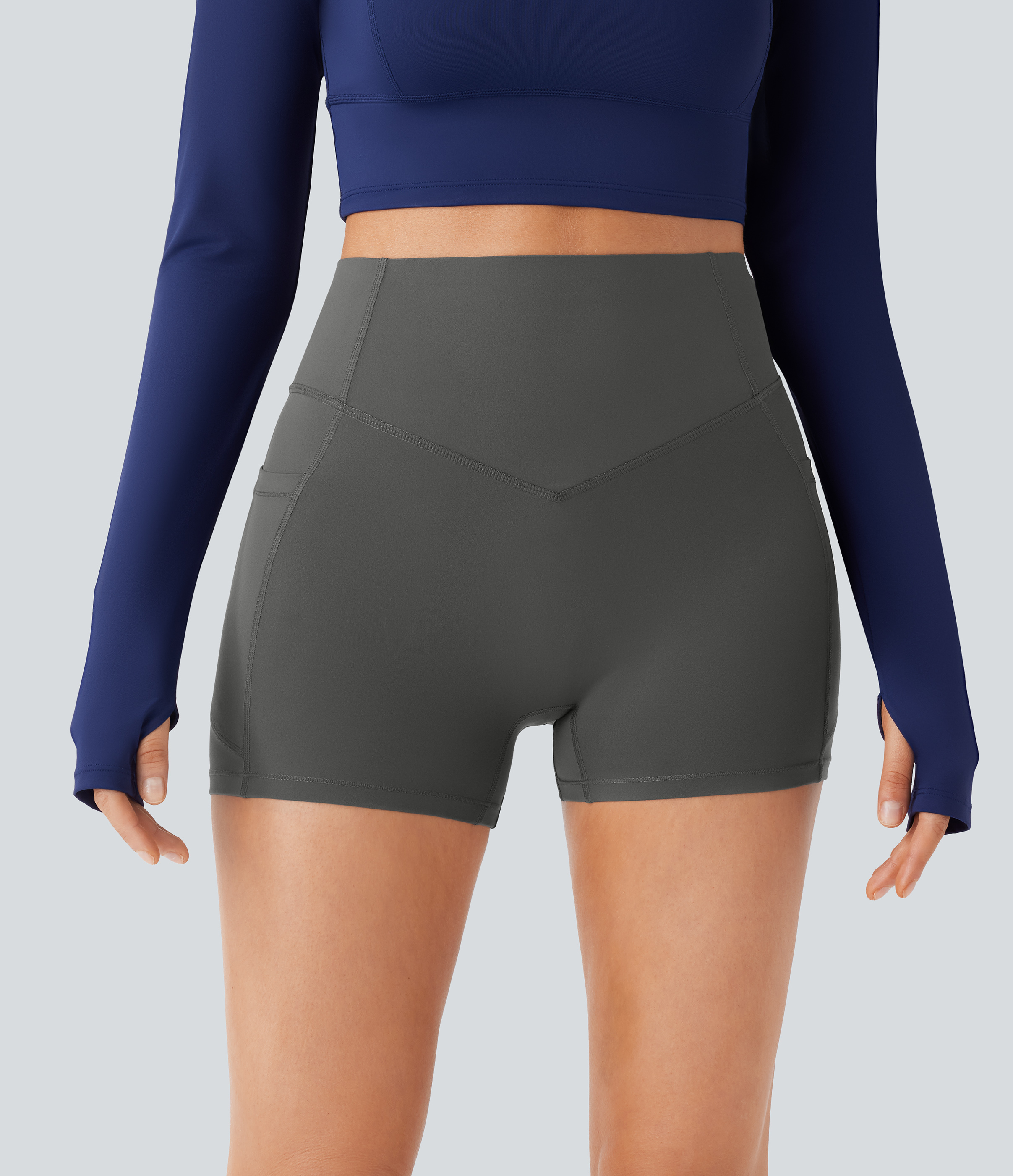 SoCinched High Waisted Scrunch Butt Lifting Tummy Control Pocket Shaping Workout Biker Shorts 3''