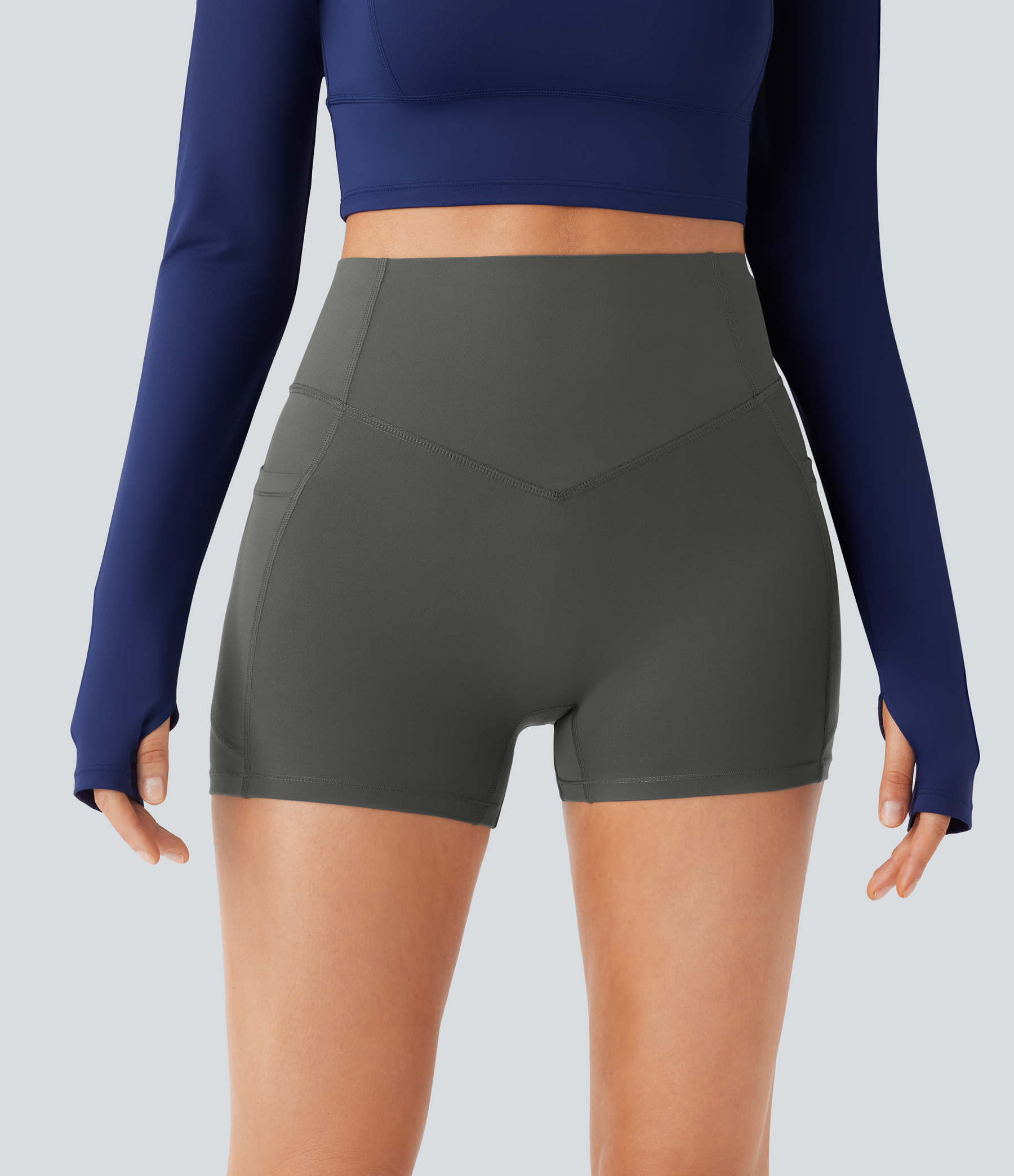 SoCinched High Waisted Scrunch Butt Lifting Tummy Control Pocket Shaping Workout Biker Shorts 3''