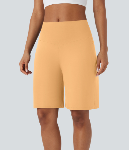 Airy High Waisted Pockets Cool Touch Yoga Bermuda Shorts