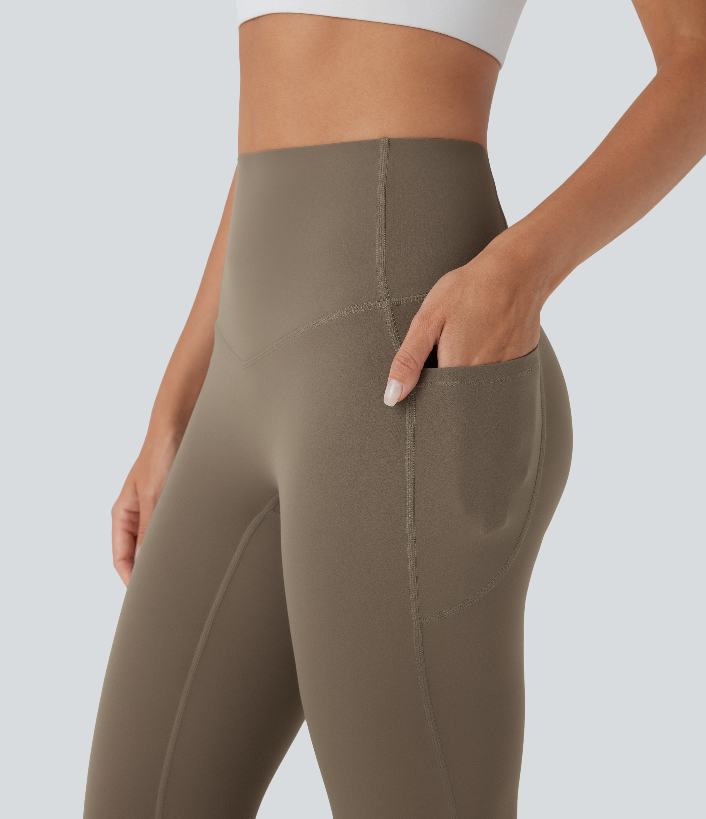SoCinched High Waisted Tummy Control Built-in Underwear Anti-Bacterial Shaping 7/8 Workout Leggings with Pockets