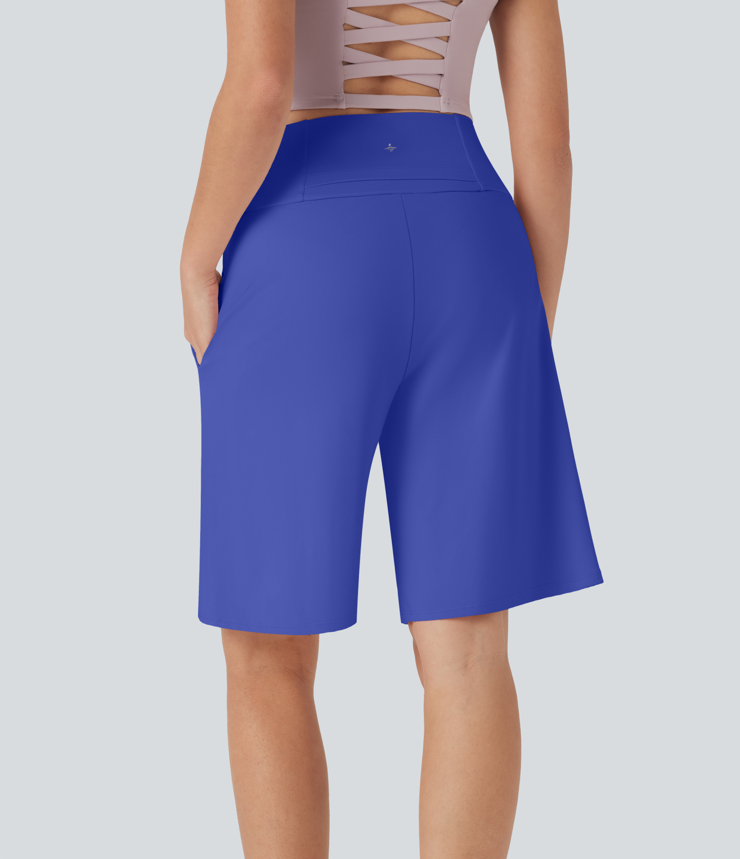 Airy High Waisted Pockets Cool Touch Yoga Bermuda Shorts