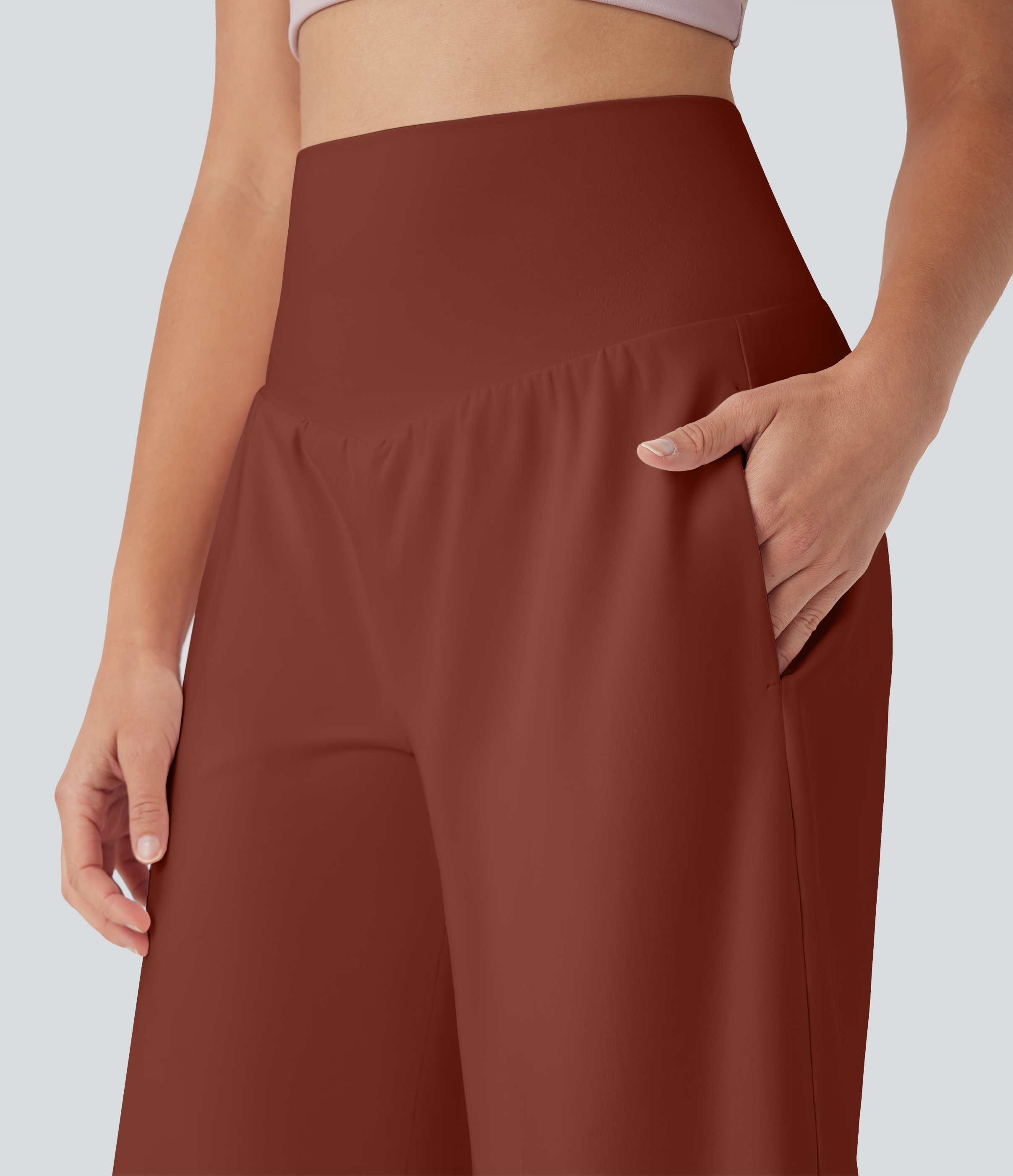 Airy High Waisted Pockets Cool Touch Yoga Bermuda Shorts