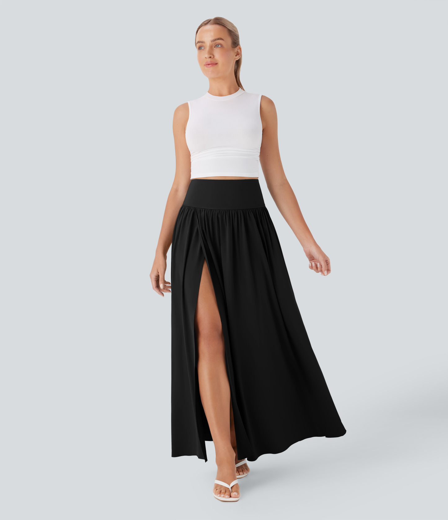 SoCinched High Waisted Tummy Control 2-in-1 Flowy Quick Dry Maxi Skirt